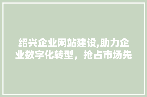 绍兴企业网站建设,助力企业数字化转型，抢占市场先机