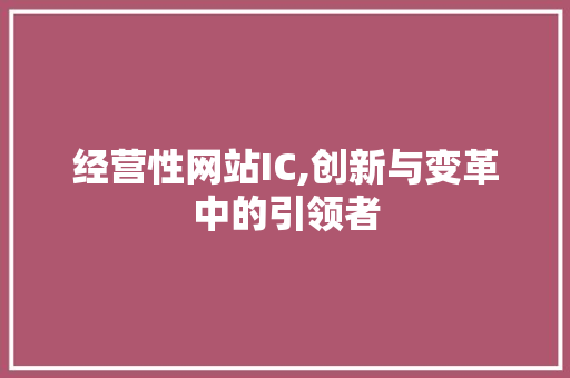 经营性网站IC,创新与变革中的引领者