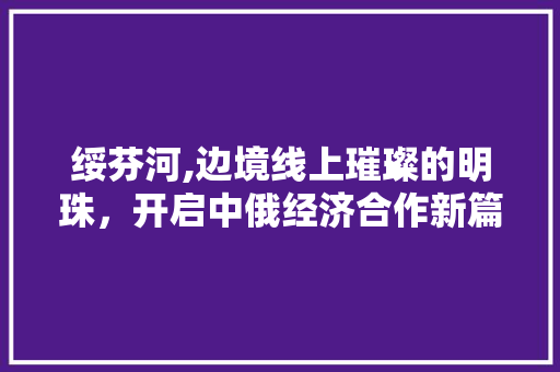 绥芬河,边境线上璀璨的明珠，开启中俄经济合作新篇章