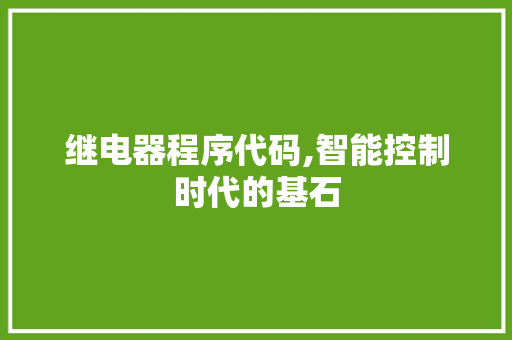继电器程序代码,智能控制时代的基石