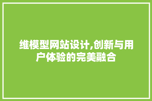 维模型网站设计,创新与用户体验的完美融合
