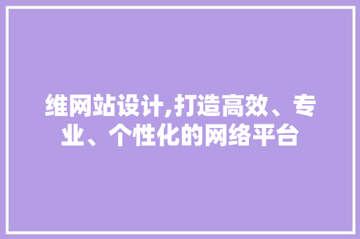 维网站设计,打造高效、专业、个性化的网络平台