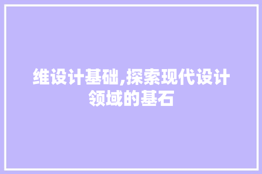维设计基础,探索现代设计领域的基石