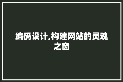 编码设计,构建网站的灵魂之窗