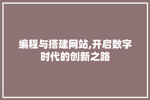 编程与搭建网站,开启数字时代的创新之路