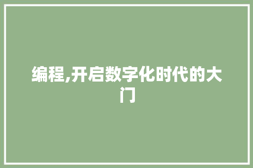 编程,开启数字化时代的大门