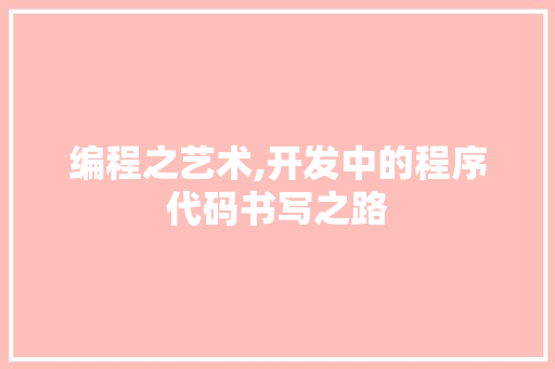 编程之艺术,开发中的程序代码书写之路