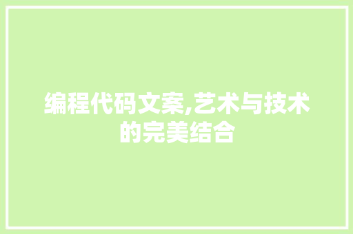 编程代码文案,艺术与技术的完美结合