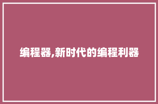 编程器,新时代的编程利器 编程器,新时代的编程利器 搜狗SEO