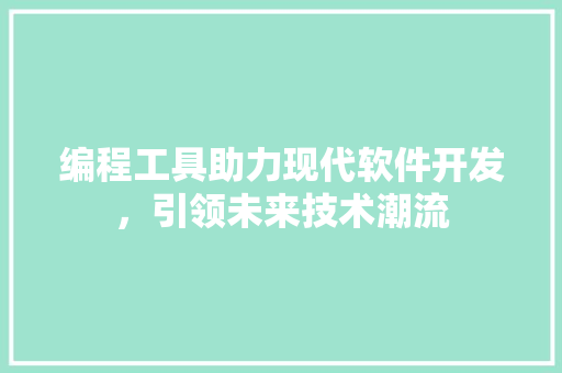 编程工具助力现代软件开发，引领未来技术潮流