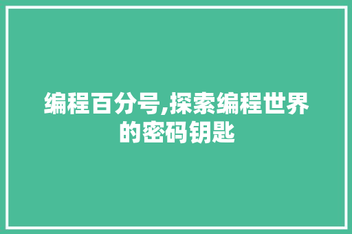 编程百分号,探索编程世界的密码钥匙
