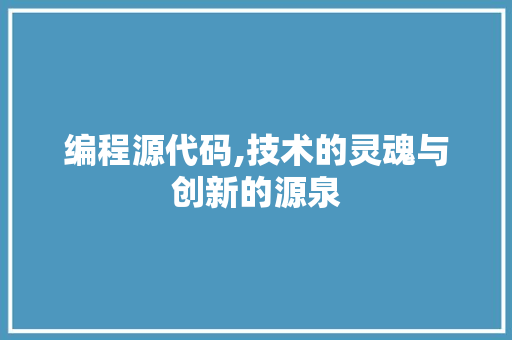 编程源代码,技术的灵魂与创新的源泉