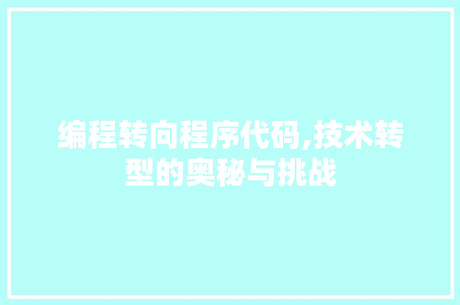 编程转向程序代码,技术转型的奥秘与挑战 编程转向程序代码,技术转型的奥秘与挑战 必应SEO