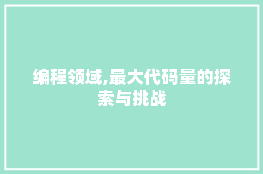 编程领域,最大代码量的探索与挑战