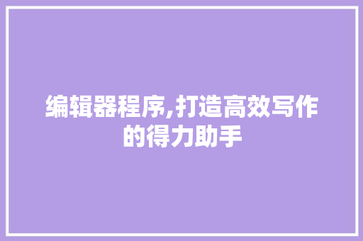 编辑器程序,打造高效写作的得力助手 编辑器程序,打造高效写作的得力助手 必应SEO