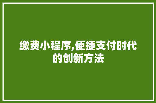 缴费小程序,便捷支付时代的创新方法