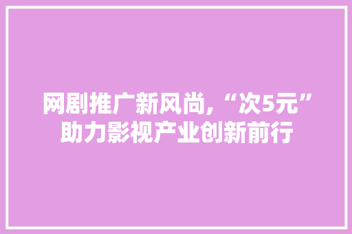 网剧推广新风尚,“次5元”助力影视产业创新前行