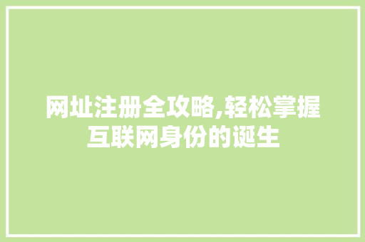 网址注册全攻略,轻松掌握互联网身份的诞生