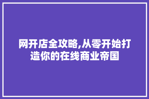网开店全攻略,从零开始打造你的在线商业帝国