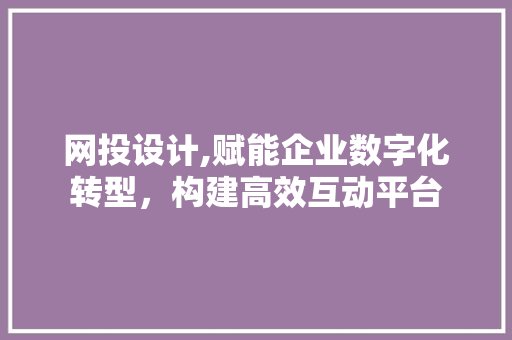 网投设计,赋能企业数字化转型，构建高效互动平台