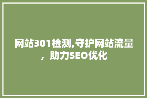 网站301检测,守护网站流量，助力SEO优化