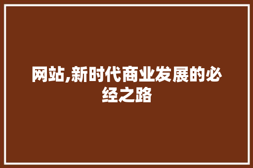 网站,新时代商业发展的必经之路