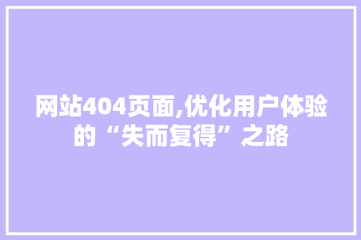 网站404页面,优化用户体验的“失而复得”之路