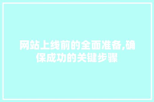 网站上线前的全面准备,确保成功的关键步骤