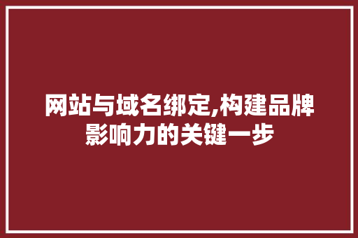 网站与域名绑定,构建品牌影响力的关键一步