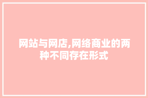 网站与网店,网络商业的两种不同存在形式