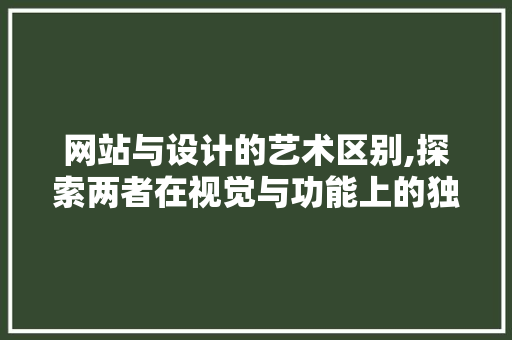 网站与设计的艺术区别,探索两者在视觉与功能上的独特魅力