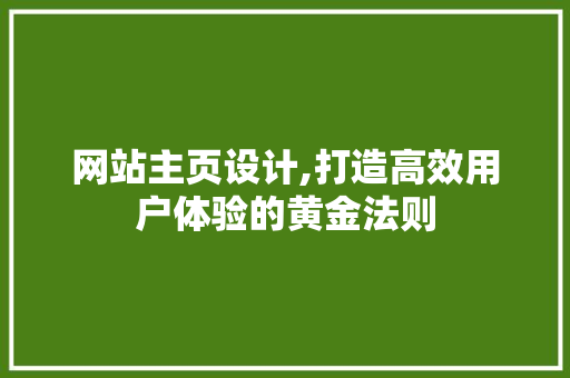 网站主页设计,打造高效用户体验的黄金法则