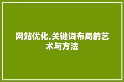 网站优化,关键词布局的艺术与方法
