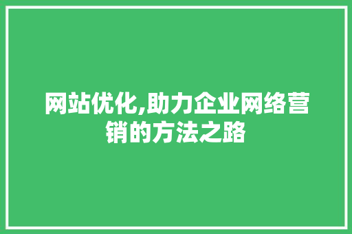 网站优化,助力企业网络营销的方法之路
