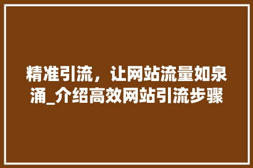 精准引流，让网站流量如泉涌_介绍高效网站引流步骤