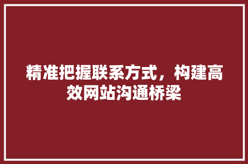 精准把握联系方式，构建高效网站沟通桥梁