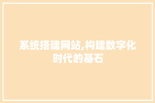 系统搭建网站,构建数字化时代的基石