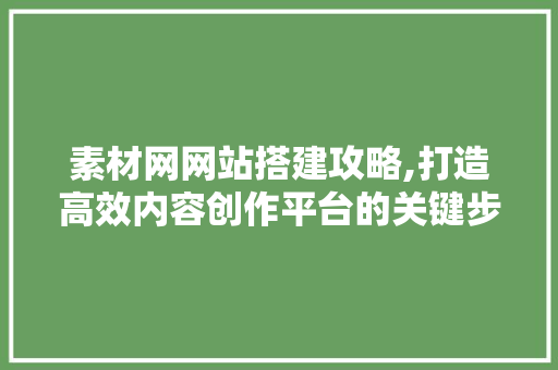 素材网网站搭建攻略,打造高效内容创作平台的关键步骤 素材网网站搭建攻略,打造高效内容创作平台的关键步骤 必应SEO