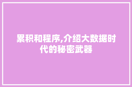 累积和程序,介绍大数据时代的秘密武器