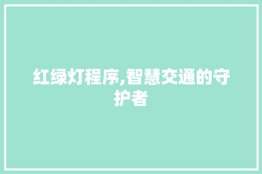 红绿灯程序,智慧交通的守护者