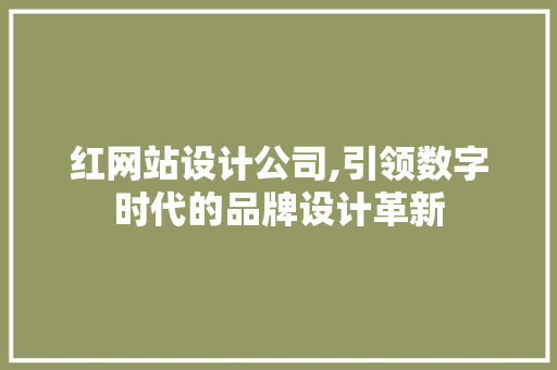 红网站设计公司,引领数字时代的品牌设计革新