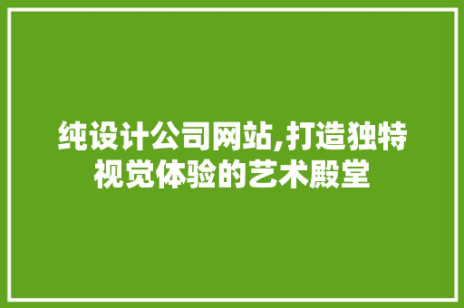 纯设计公司网站,打造独特视觉体验的艺术殿堂