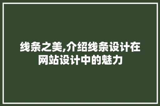 线条之美,介绍线条设计在网站设计中的魅力