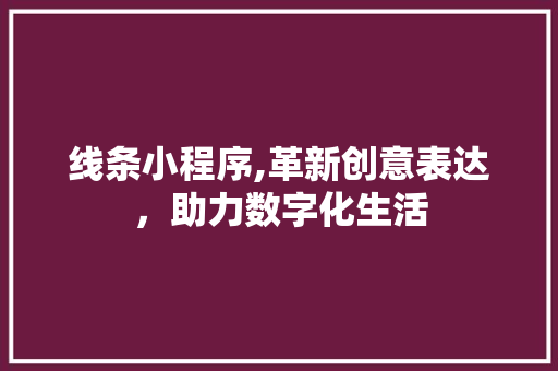 线条小程序,革新创意表达，助力数字化生活