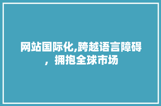 网站国际化,跨越语言障碍，拥抱全球市场
