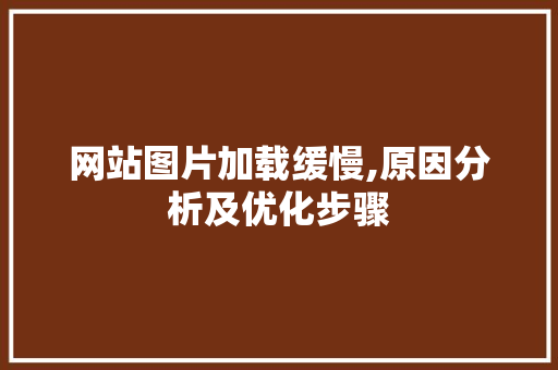 网站图片加载缓慢,原因分析及优化步骤