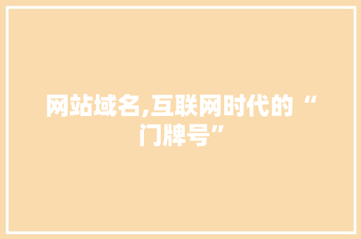 网站域名,互联网时代的“门牌号”