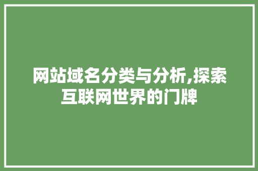 网站域名分类与分析,探索互联网世界的门牌 网站域名分类与分析,探索互联网世界的门牌 百度SEO