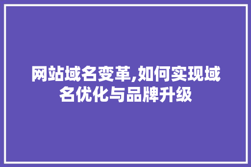 网站域名变革,如何实现域名优化与品牌升级