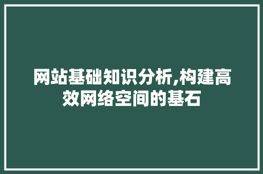 网站基础知识分析,构建高效网络空间的基石